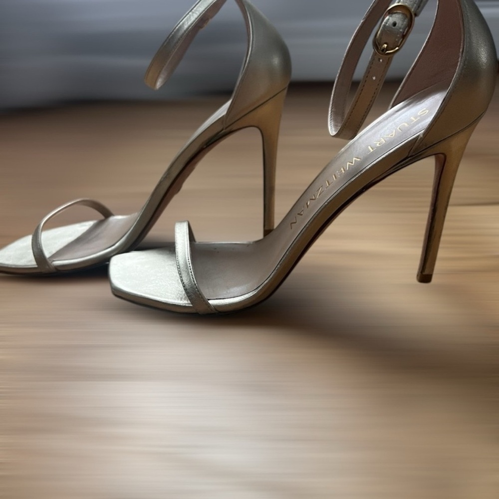 Stuart Weitzman Nudist Gold Heeled Sandal